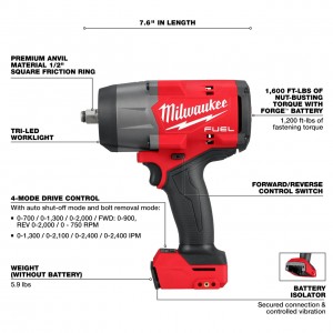 2967-20 / Clé à chocs MILWAUKEE M18 FUEL™ 1/2" à couple élevé avec bague de friction