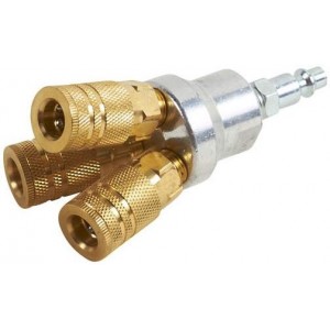 115316 / Metabo HPT 115316 Aluminum and Brass Round 3-Way Manifold with 3 Couplers and Plug 1/4" NPT Female