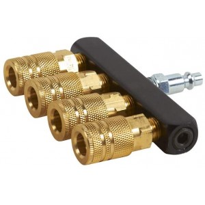 115315M / Metabo HPT Straight Manifold, 1/4-Inch FNPT With 4 Couplers/Plug, Aluminum/Brass Coupler, Steel Plug