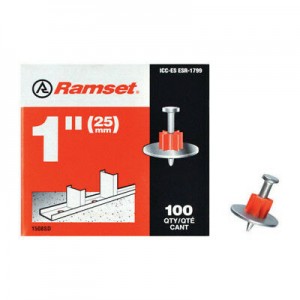 1508SD / Ramset Drive Pin: 1 inch Drive Pin with Washer (100-Pack) Cap